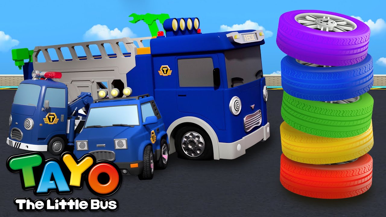 Colorful Rainbow Tire🚗| Learn Colors with Rescue Team | Fun Color Story for Kids