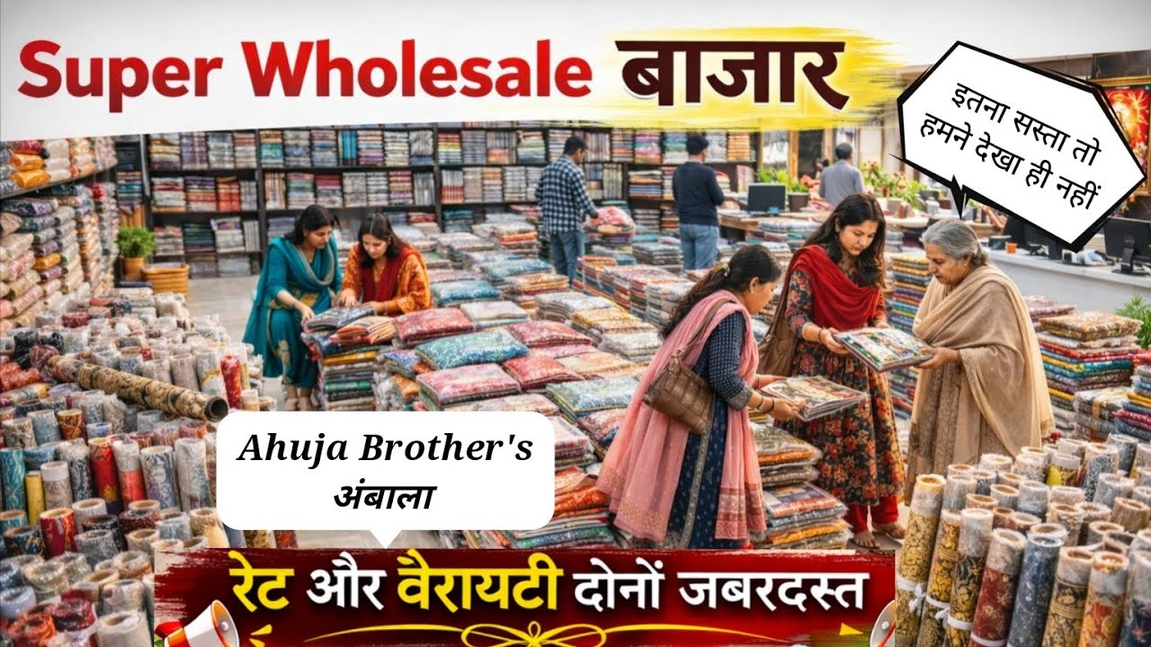 Ahuja Brother's,अंबाला Super Wholesale बाजार।रेट और वैरायटी दोनों जबरदस्त।2026 के नए सूट।Part:-1