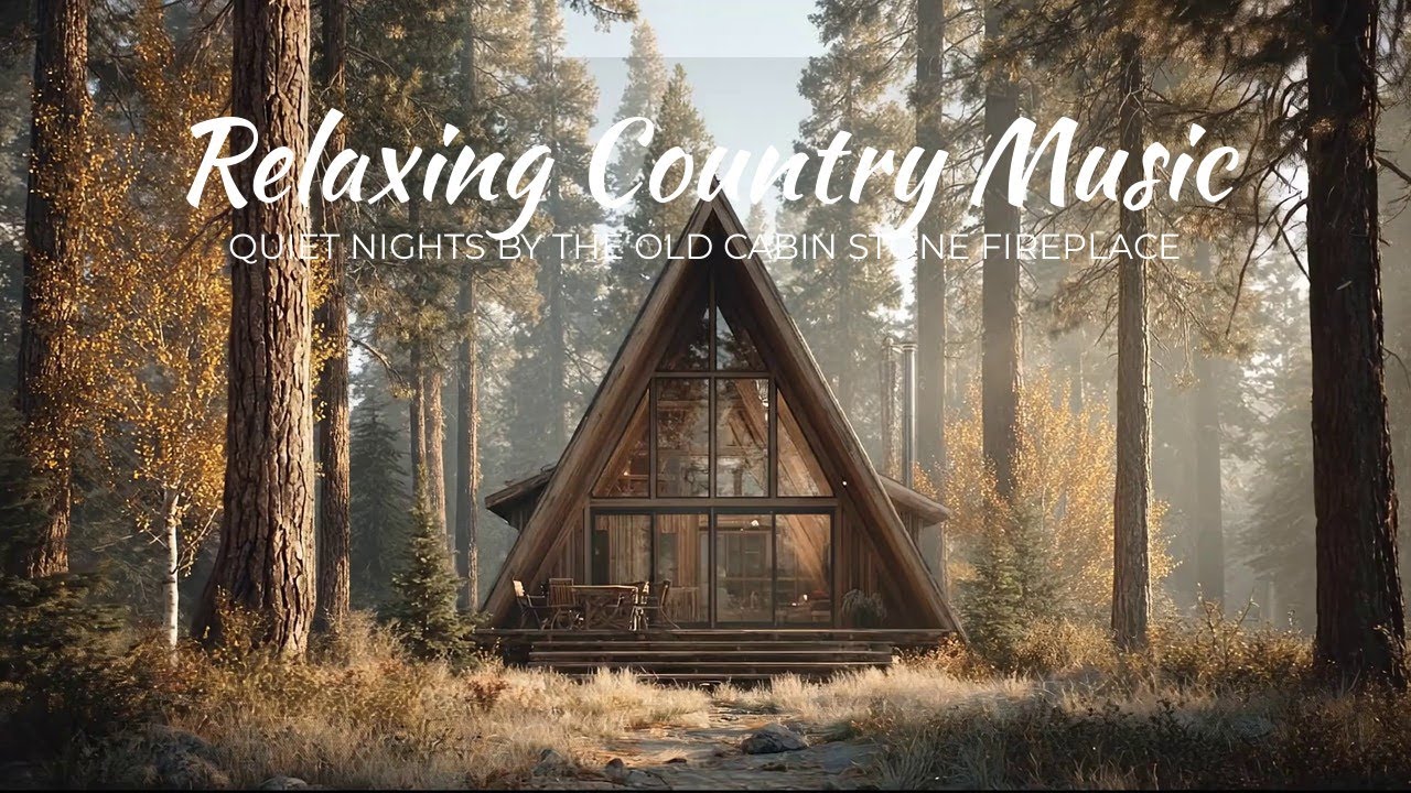 Relaxing Country Music | Quiet Nights by the Old Cabin Stone Fireplace