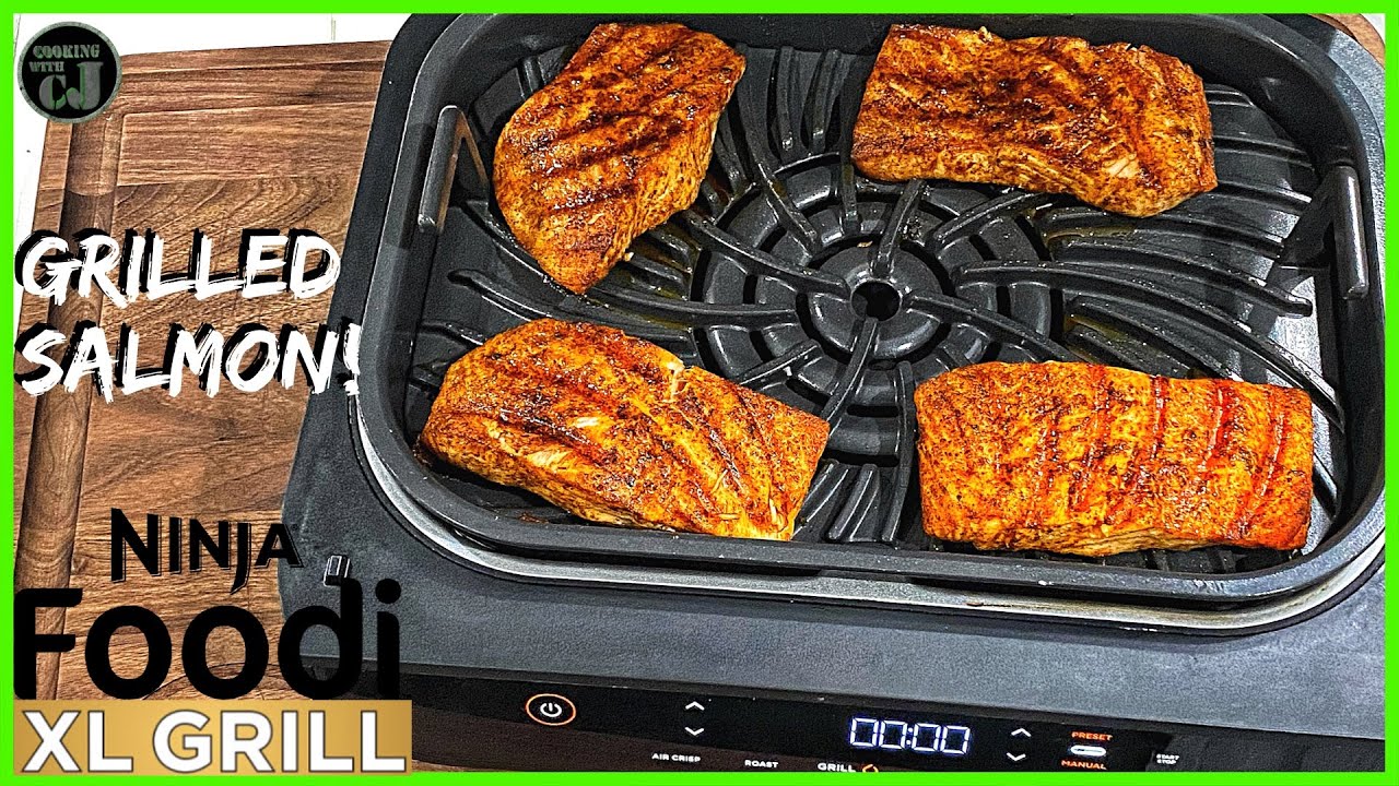 NINJA FOODI XL GRILL BLACKENED SALMON! | Ninja Foodi Smart XL Grill Recipe!