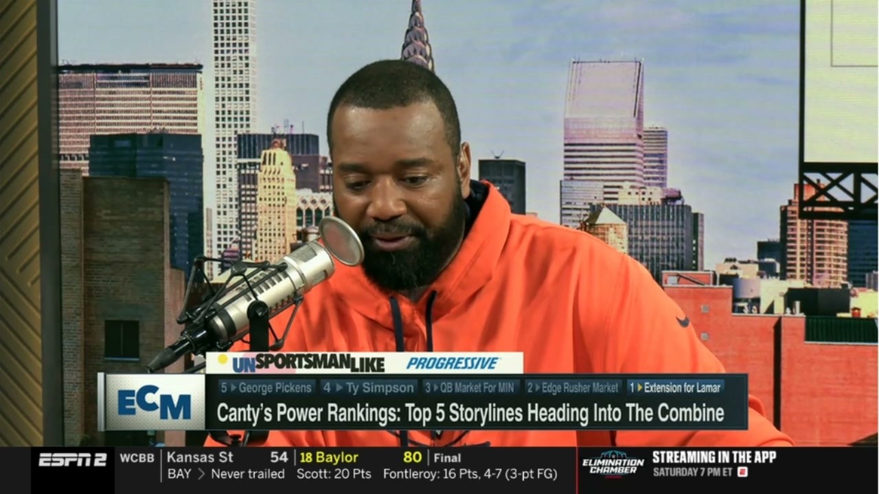 Chris Canty reveals Top 5 Storylines Entering Combine: 1 Extension for Lamar, ....5 George Pickens