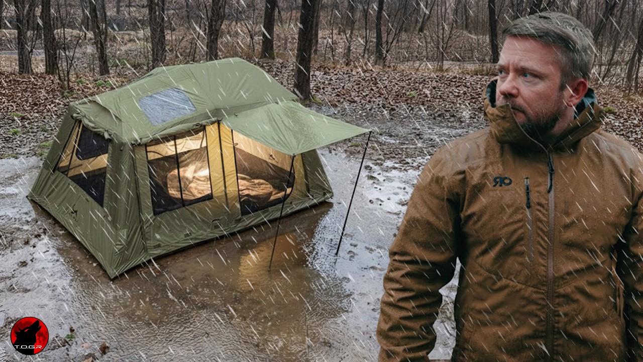 Heavy Rain & Powerful Winds Camping in an Air Frame Tent