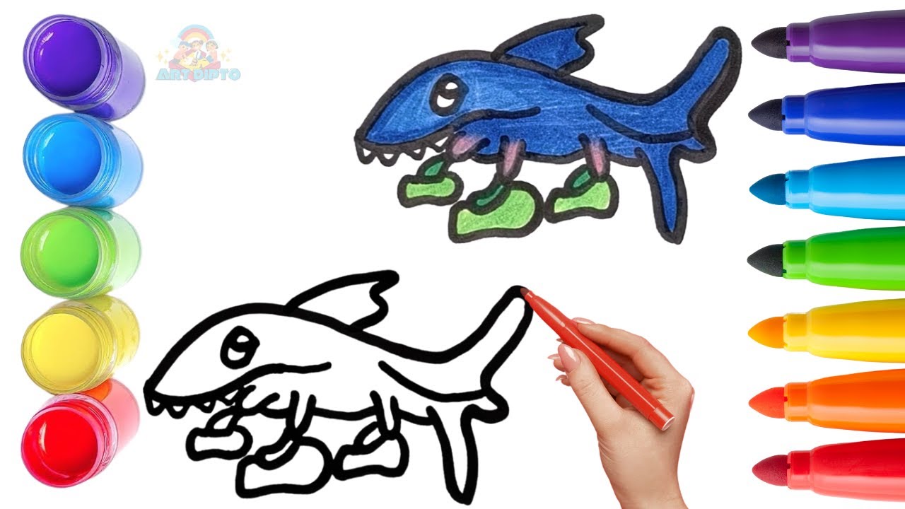 How To Draw cute Tralalero Tralala Drawing, Painting & Coloring For Kids and Toddlers_ Child Art 🐋🌈🎨