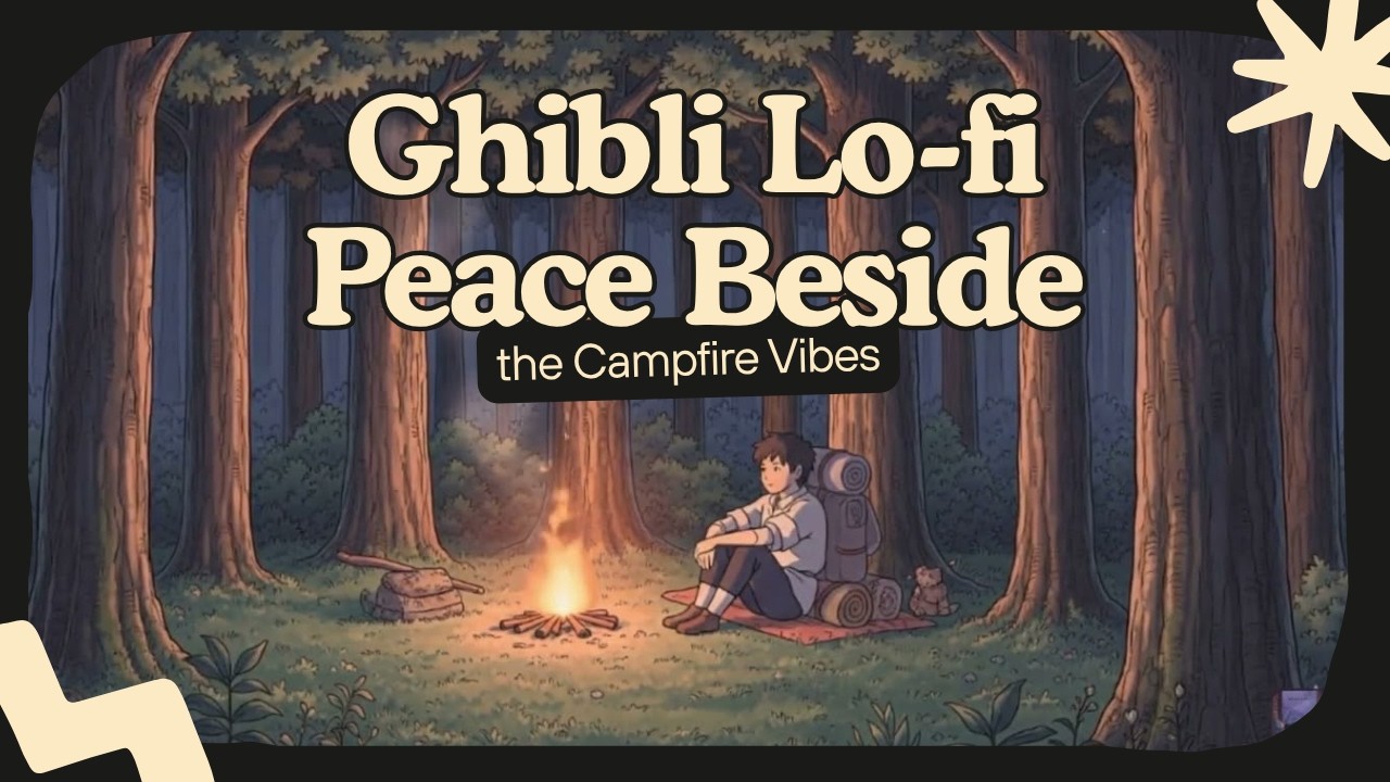 Ghibli Lo-Fi Violin 🔥 | Peaceful Campfire Night with Piano & Nature Sounds