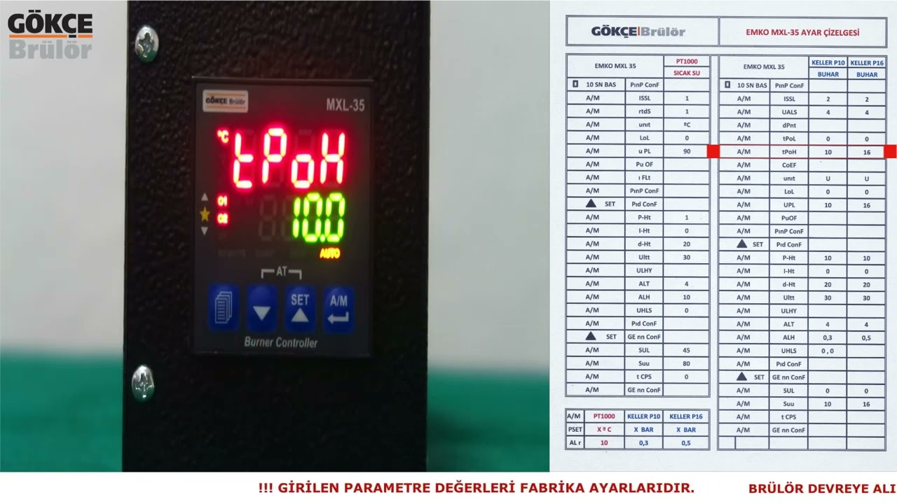 EMKO MXL 35 KELLER P10-P16 BUHAR KAZANI AYARLARI