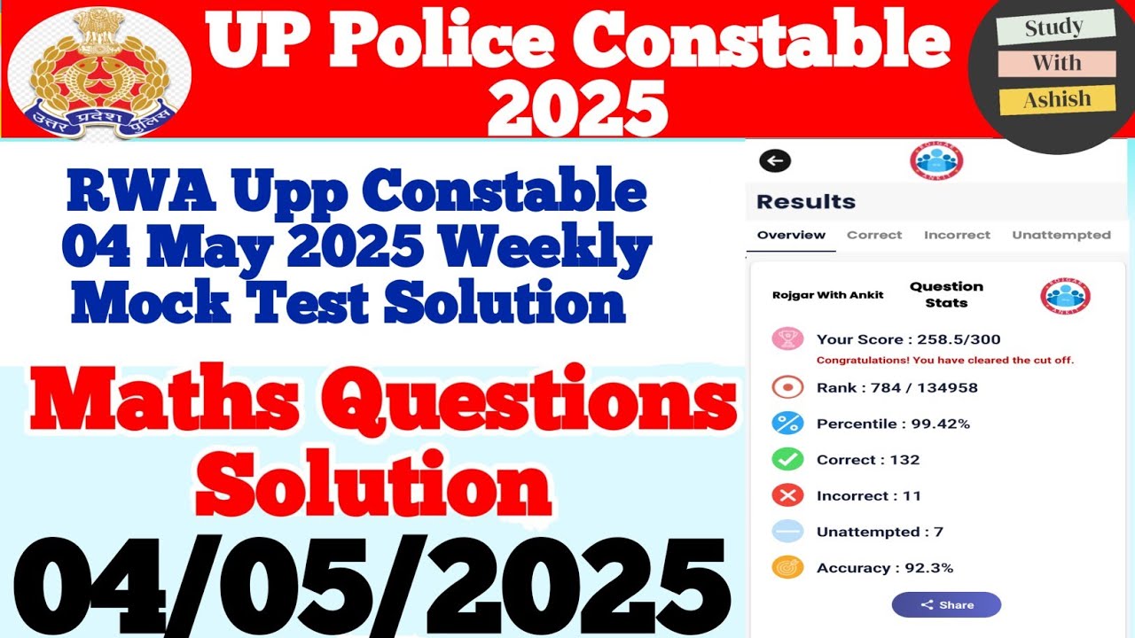 Rojgar With Ankit Up Police 04 May 2025 Free Weekly Mock Test Solution