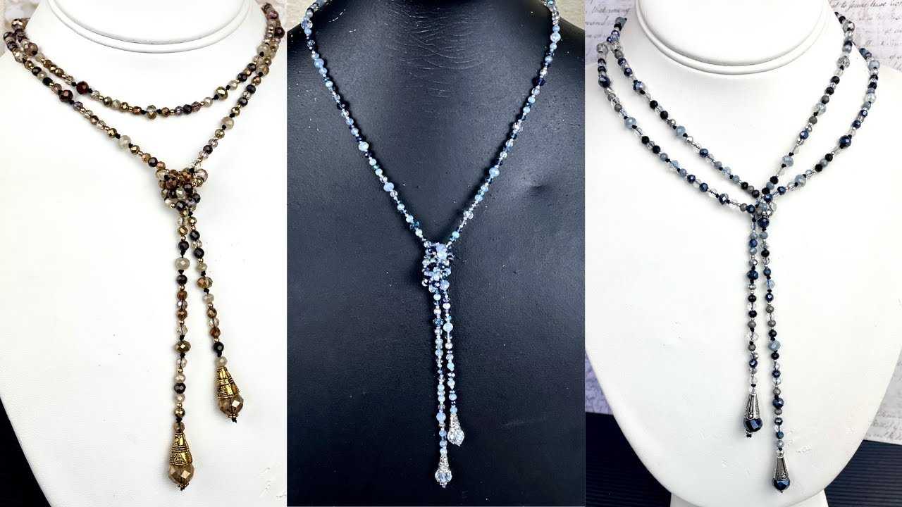 Make This Crystal Silk Lariat Using A Double Knotting Technique To Wear Multiple Ways!