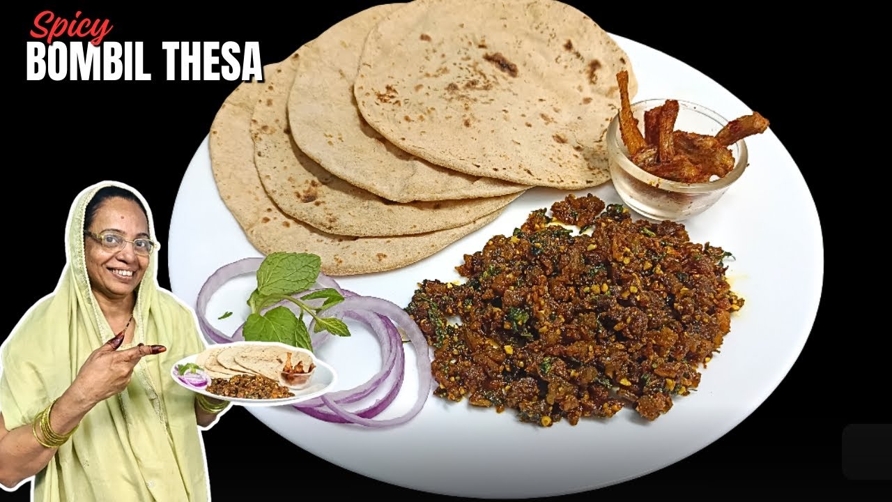 Village Style Sukha Bombil Thesa Recipe | Gavran Bombil Thesa | Spicy Fish Thesa