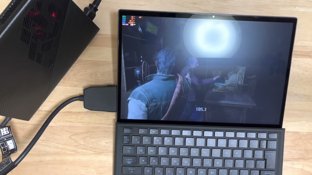 Plugging XG Mobile into ROG Flow Z13 and benchmarking with RDR2
