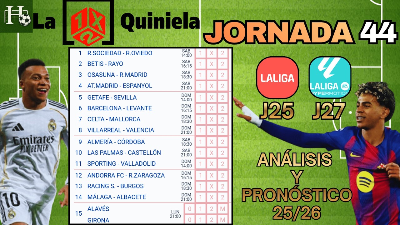 LA QUINIELA JORNADA 44 | ANÁLISIS Y PRONÓSTICO | HugoXL