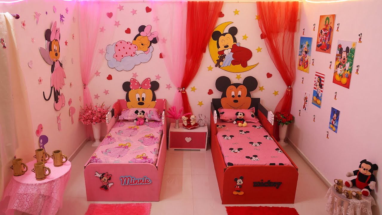 🥰 Mickey & Minnie Room Makeover ..!! 🥰 Disney Theme 😘 - DIY PROJECT
