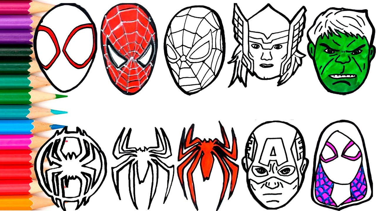 🔴 How To Draw Avengers Superhero , Marvel's Spider-Man, Deadpool, hulk -FACES | Compilation