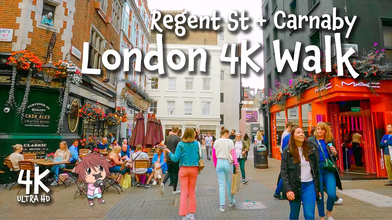 4K London Walk - Regent St + Carnaby Shopping area