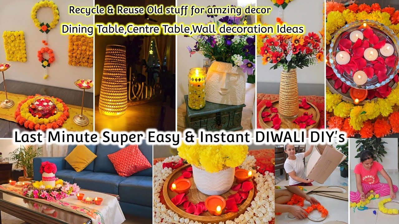 Super Easy DIWALI DIY's -Instant Decor & Makeover Ideas |DINING ,CENTRE TABLE,WALL DECORATION ideas