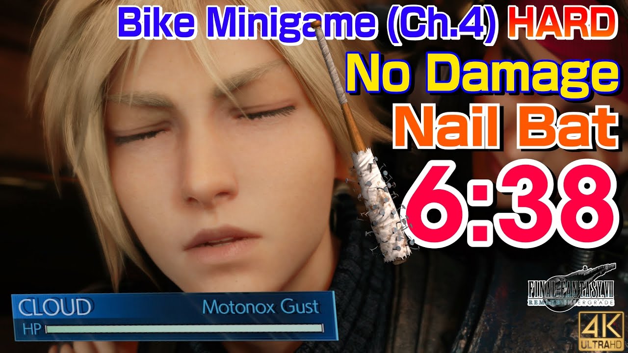 Final Fantasy 7 Remake - Bike Minigame (Ch.4) 6:38 (Hard/No Damage/Nail Bat) Biker Boy