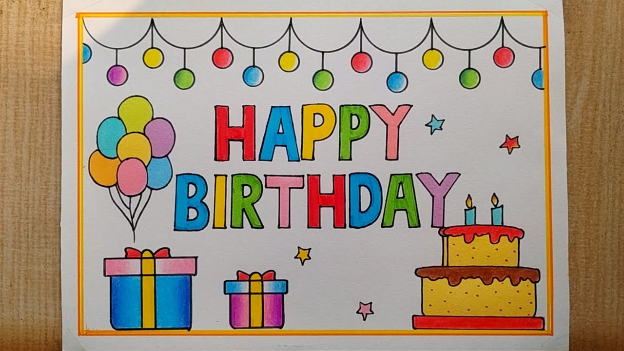 Happy Birthday Card Drawing| Beautiful 😍 Birthday Card drawing| Happy Birthday Cake drawing easy