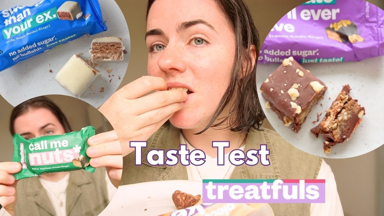 Taste testing Treatfuls Riegel vegan und ohne Zucker