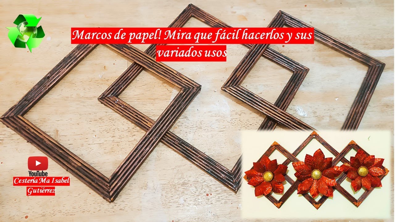 Marcos de papel para fotos o cuadros, fáciles de hacer Cestería de papel. Paper frames