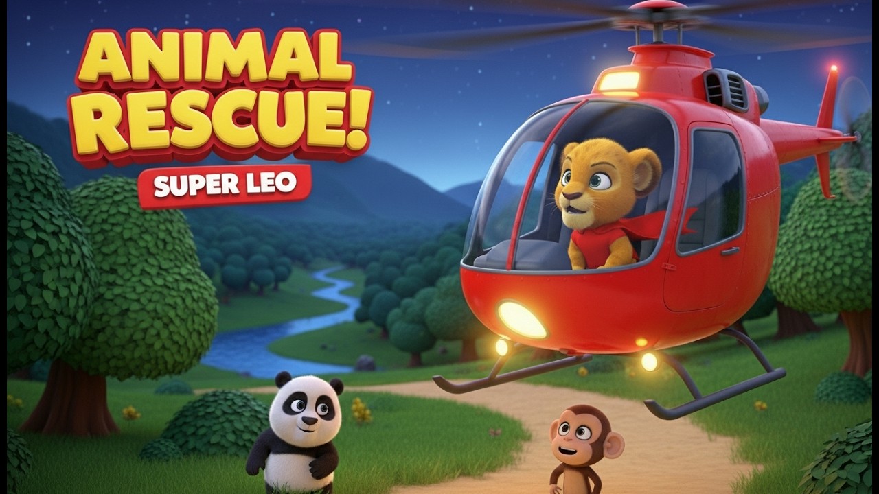 Superhero Lion Cub Night Animal Rescue | Leo&rsquo;s Red Helicopter Adventure