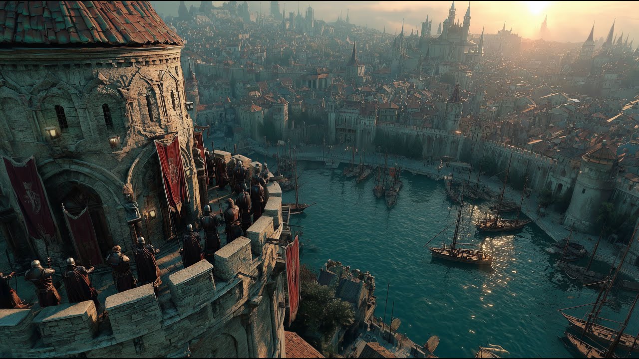 The Sunlit Harbor Citadel | Celtic Fantasy Music & Animated Ambience for Calm Study