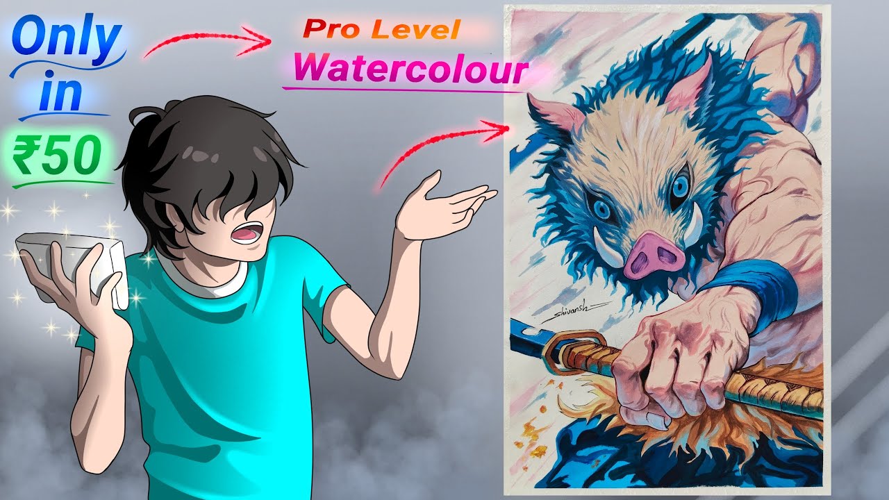 Inosuke Drawing with Watercolours || Demon Slayer Drawing.