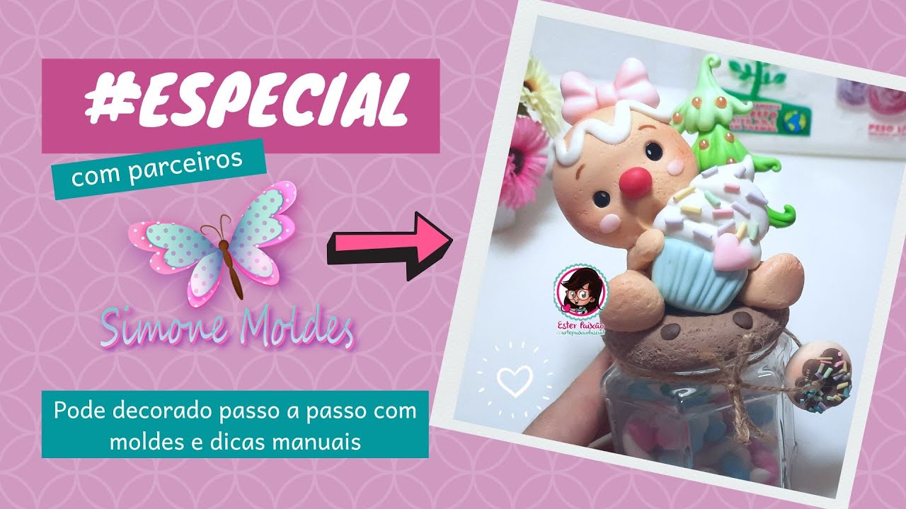Pote de natal decorado em biscuit Especial Simone moldes