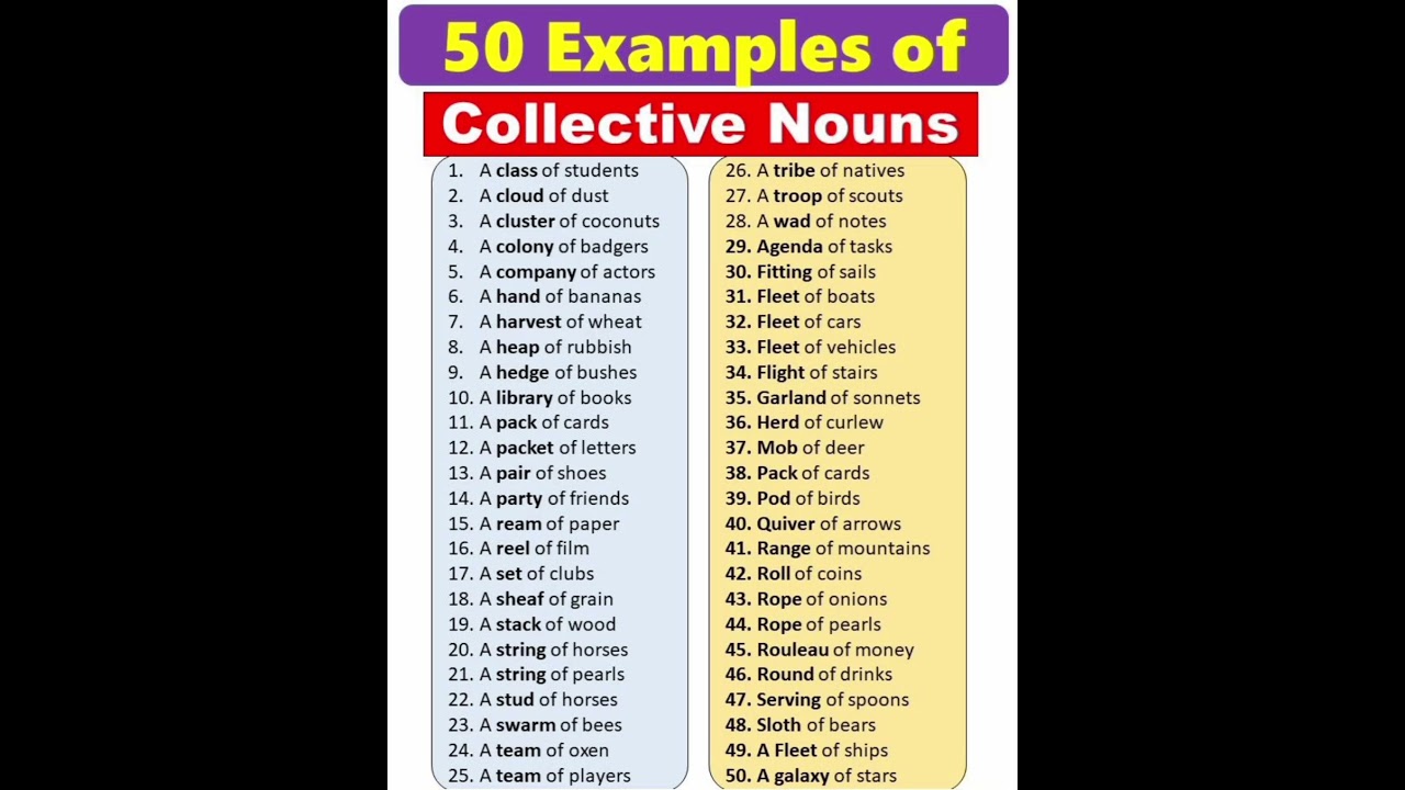 50 examples of collective noun #grammar #english #fact