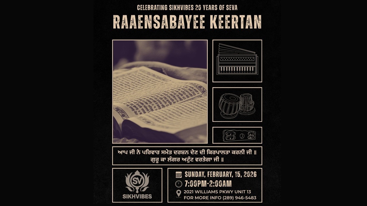 LIVE: Raaensbaayee Keertan - Celebrating 20 Years of Seva - Sunday, February 15, 2026