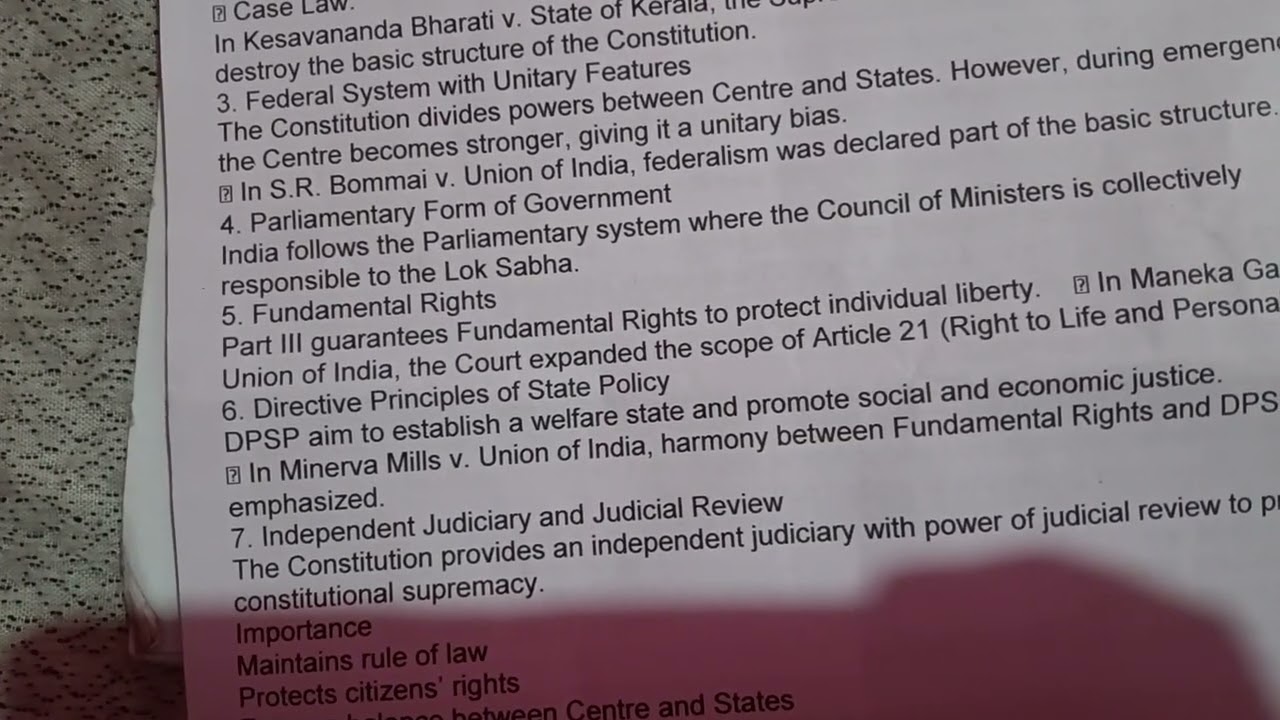 Explain the salient features of the Indian constitution of India.10 marks Exam form 