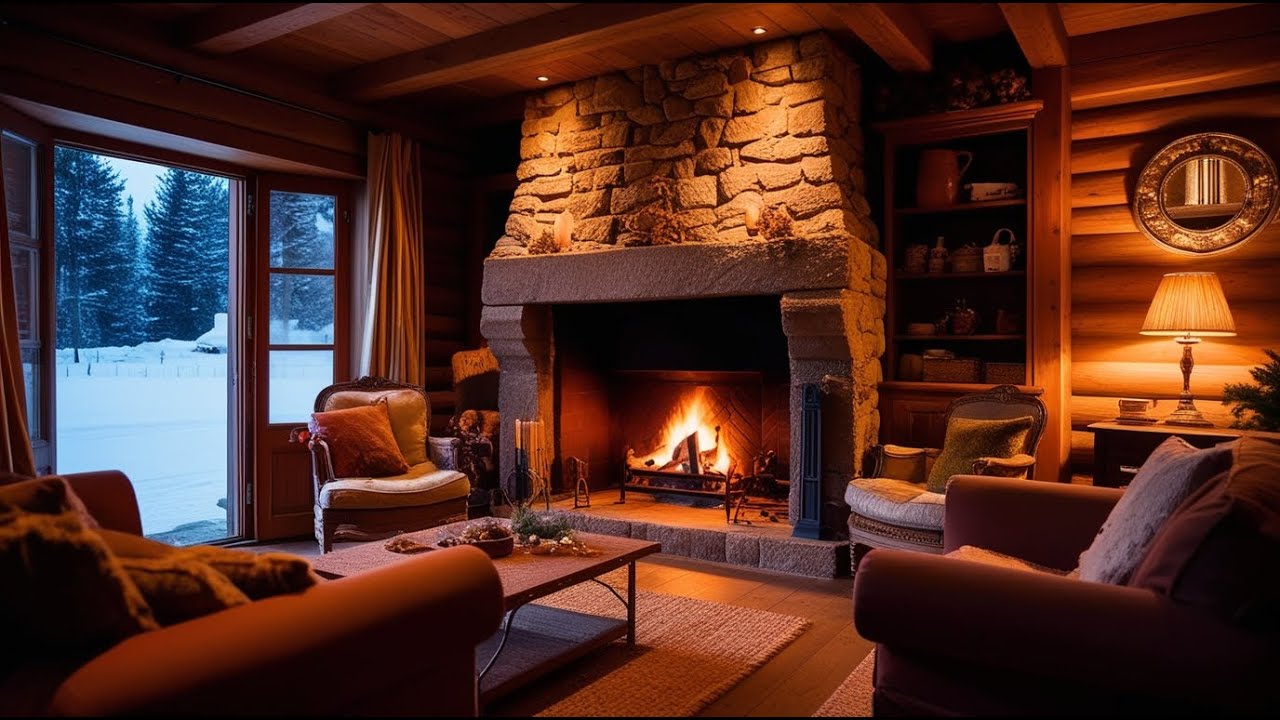 Play Now🔥 Fireplace Sound with Calming Music Meditation 🎷 The Ultimate Sleep Sound Experience!