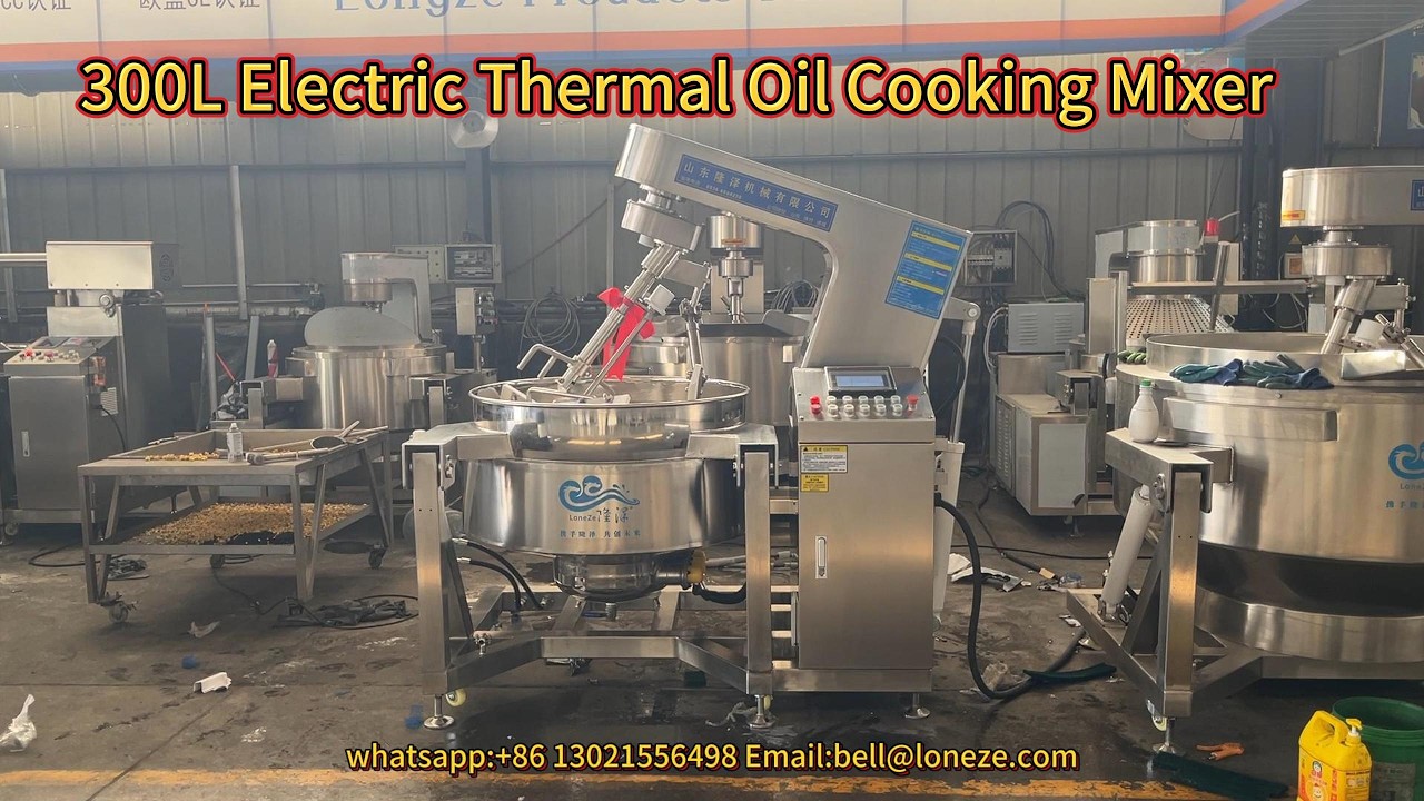 300L Electric Thernal Oil Double Jacketed Kettle Cooking Mixer Machine for Paste Jam Sauce Product