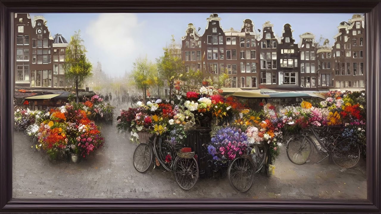 Impressionist Art Screensaver Amsterdam Flower Market Floral Art Screensaver Landscape painting