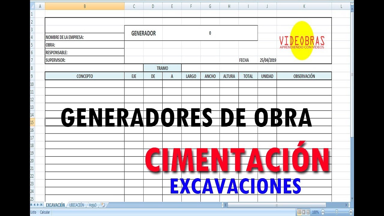 GENERADORES   CIMENTACIÓN EXCAVACIÓN