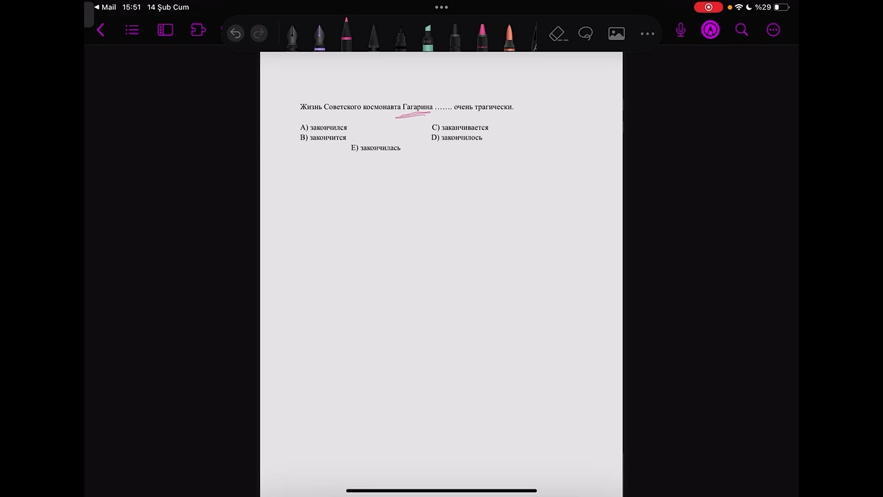 Taktiklerle Rusça YDS YDT Örnek Yüklem Sorusu