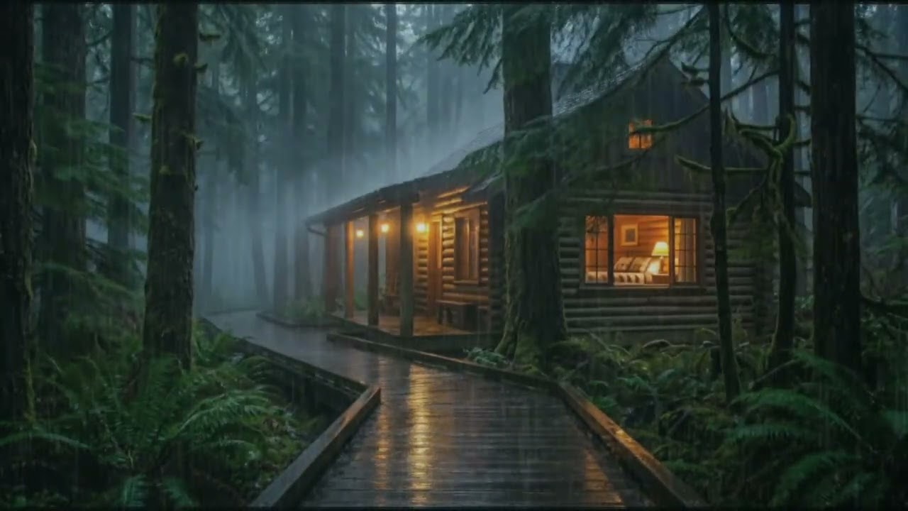 Peaceful Forest Cabin Rainstorm 🌧️ Relaxing Rain Sounds for Sleep, Study and Meditation