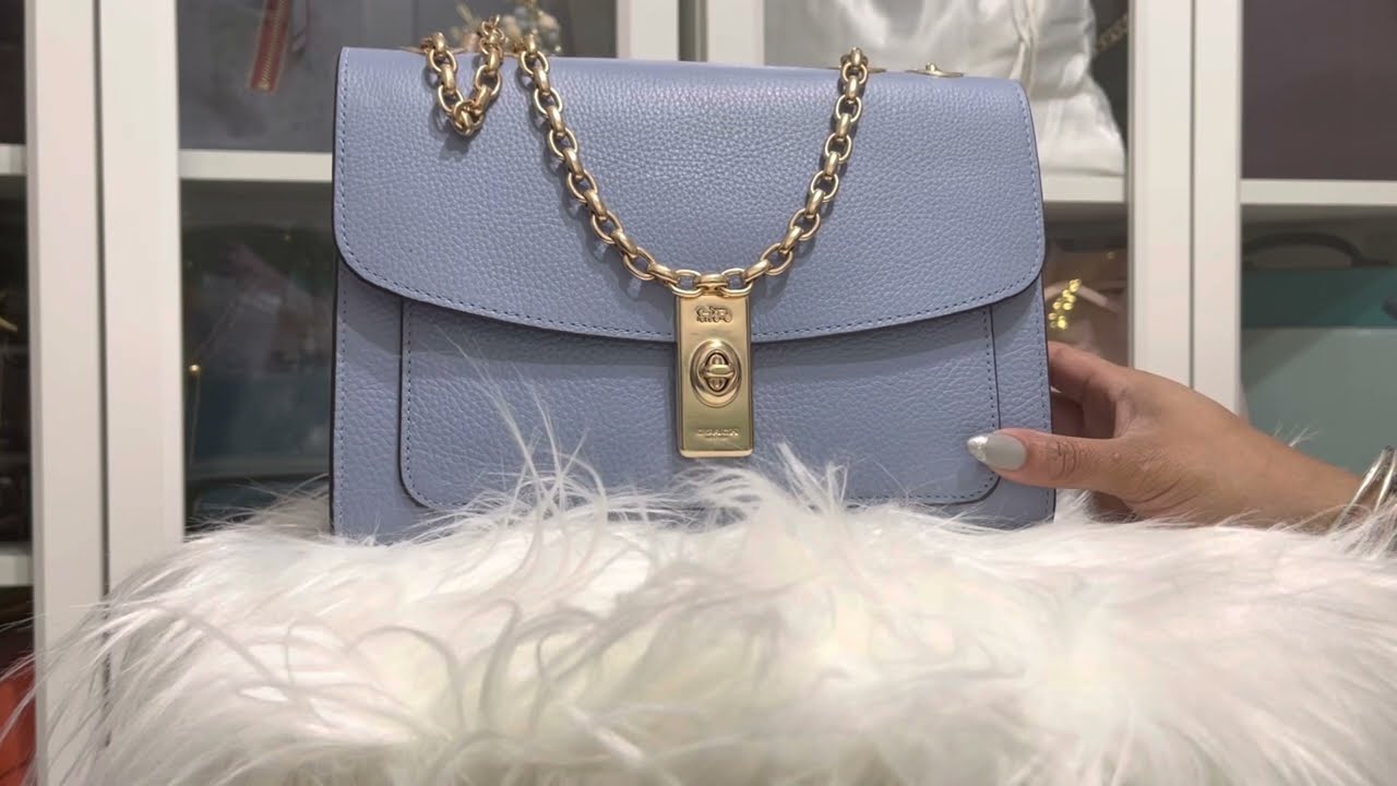 Coach Lane shoulder bag -Gold/Marble Blue Multi/ Review/ what fits and comparison with Parker