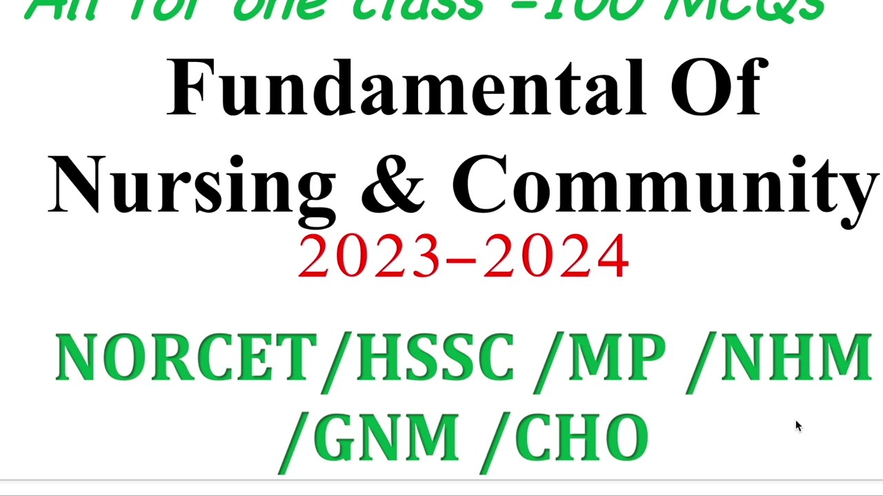 Nursing Officer 2023-2024 ||  Class -7th  | top 100 MCQs | Fundamental of Nursing & CHN 2023-2024