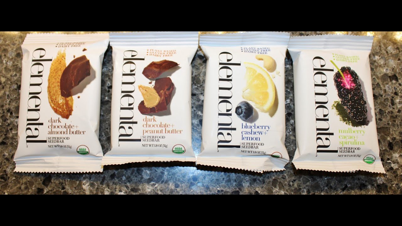 Elemental Superfood Seedbar: Almond Butter, Peanut Butter, Blueberry Lemon, Mulberry Spirulina