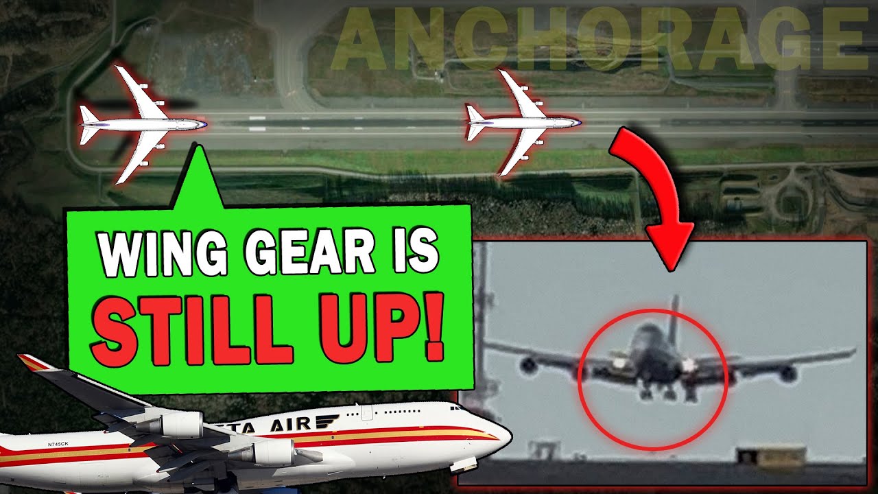Boeing B747 Gear Partially Retracted on Landing | 6 Hours to Tow!