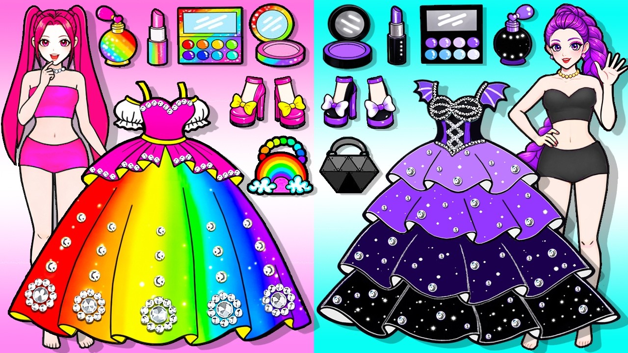Радужный против черного 🌈 Набор для макияжа и переодевания Huntrix RUMI MIRA, ручная работа | Бум...