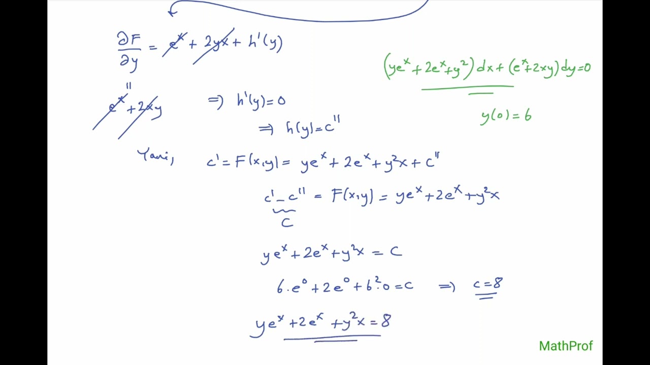 Diferansiyel Denklemler, Tam Diferansiyel Denklemler (Exact Diff. Eqns.) Alıştırma Çözümleri