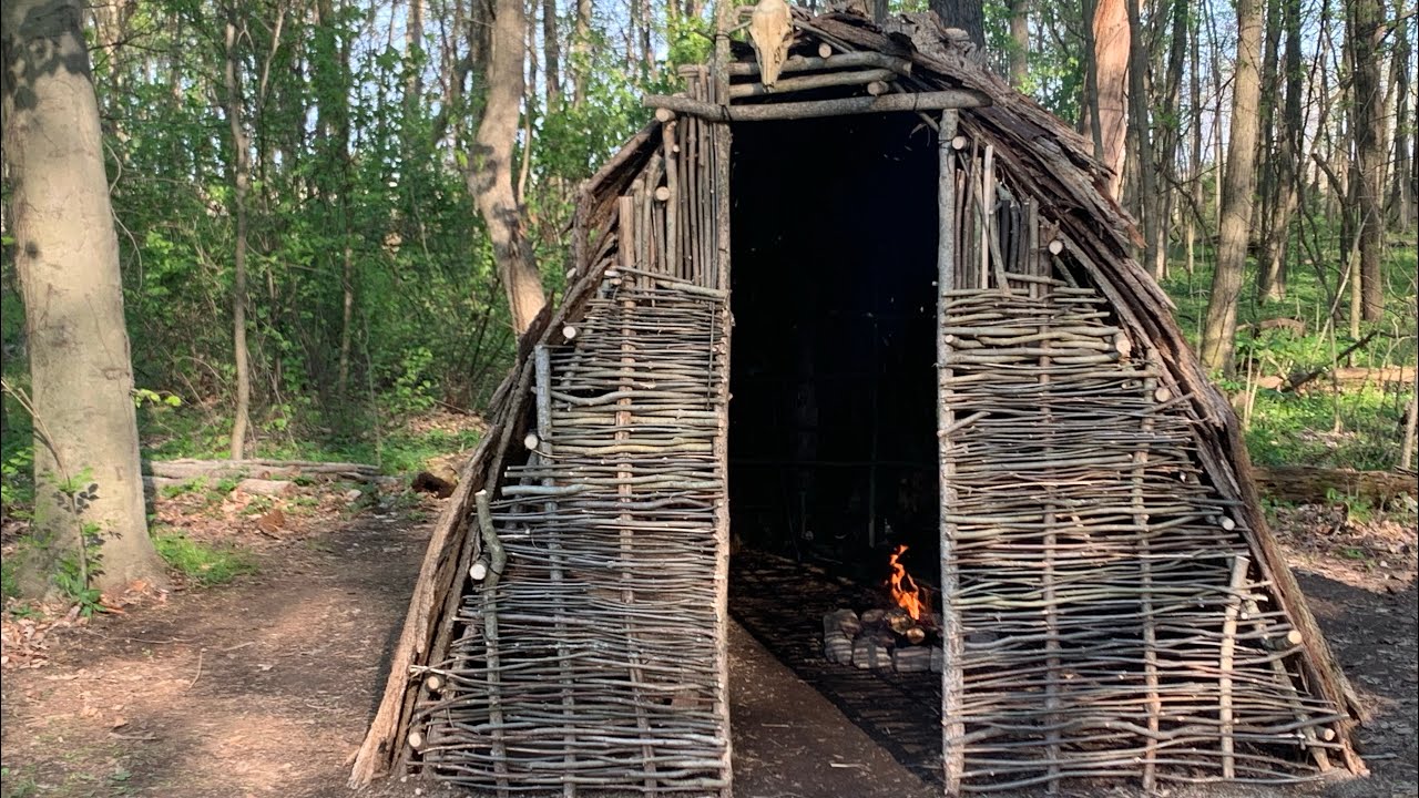 Native American Primitive Longhouse Build