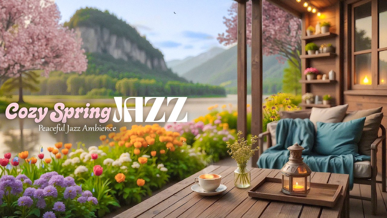 Spring Porch Morning Jazz for Positive Energy | Calm Lakeside Jazz Background Music to Unwind