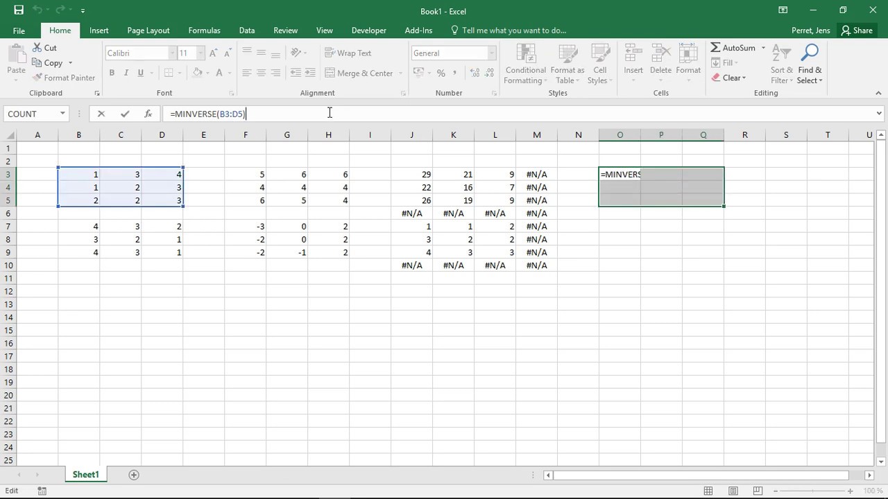 Excel — Работа с матрицами