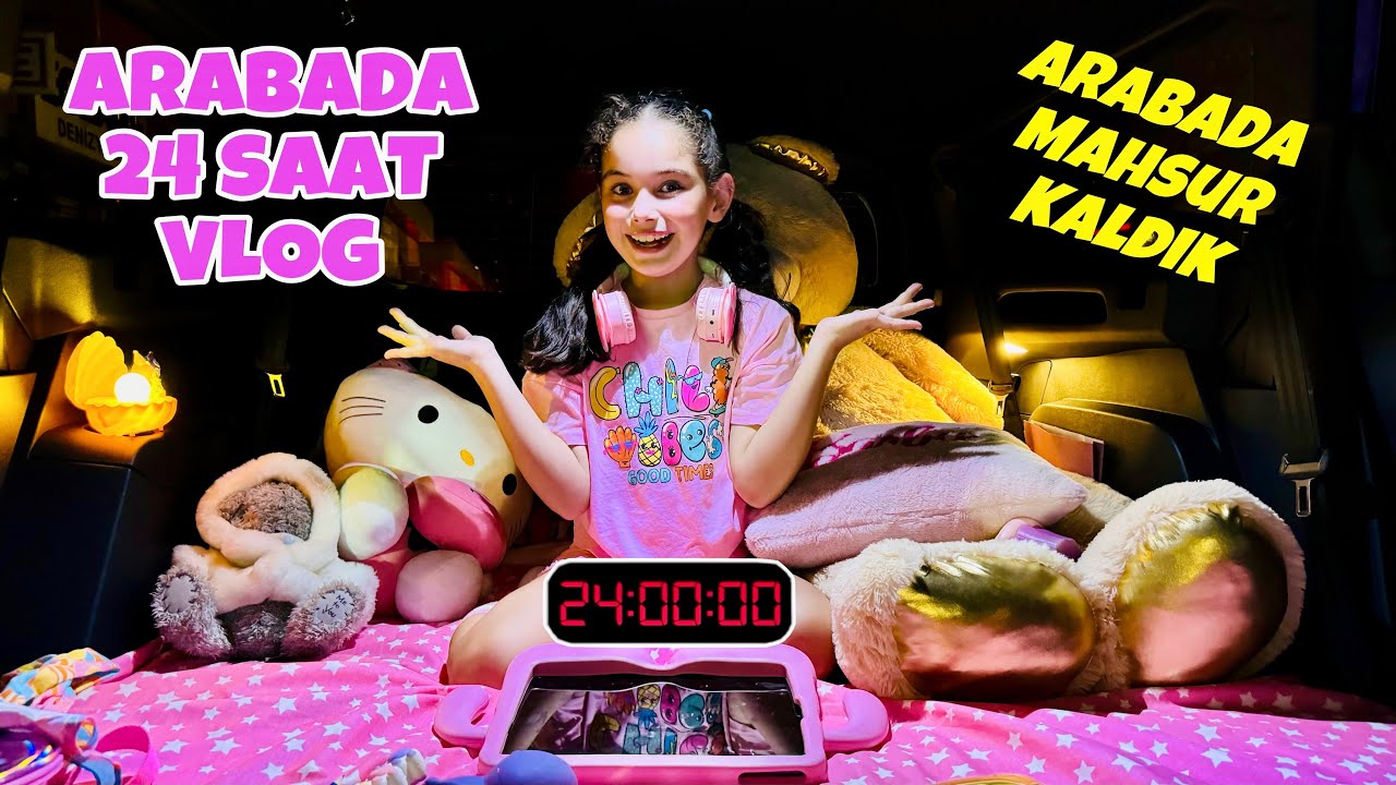 ELİF SİNEM ARABADA 24 SAAT VLOG !! GECE YOLUMUZU KAYBETTİK ARABAYA UYUDUK !!