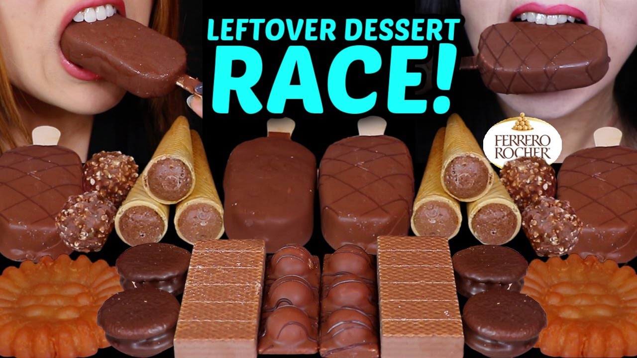 ASMR SHOCKING LEFTOVER DESSERT RACE! CHOCOLATE CRUNCH CONES, FERRERO ROCHER, BIG YAKGWA, CHOCO PIES