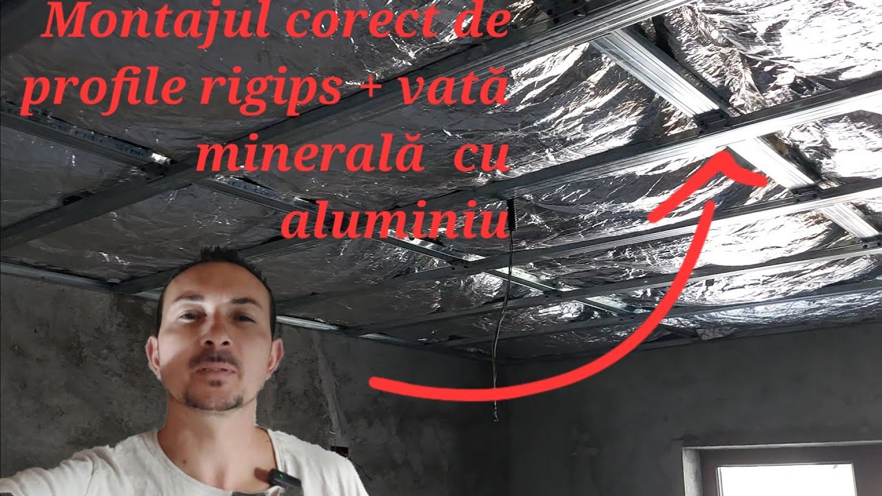 Cum se montează corect structura metalică pentru tavane de rigips + montaj vată minerală cu aluminiu