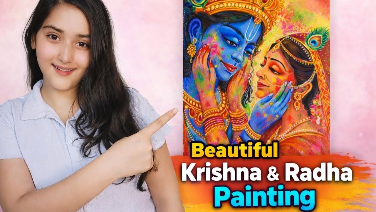 Radha Krishna Holi painting 🦚 | Most Beautiful🌸 & easy art tutorial 2026