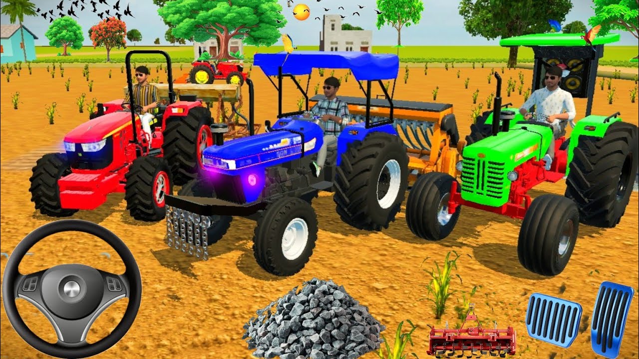 jhonDeeyr 🚜 Mahindra 🚜 sonalika 🚜 rotayetr clatiyetar 3D #gameplay #viralvideo 