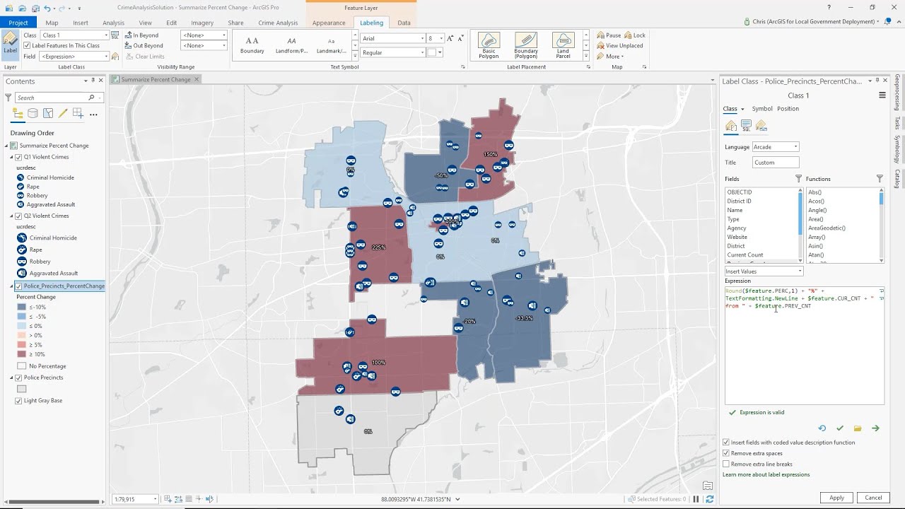 Mapping Crime Counts and Percent Change